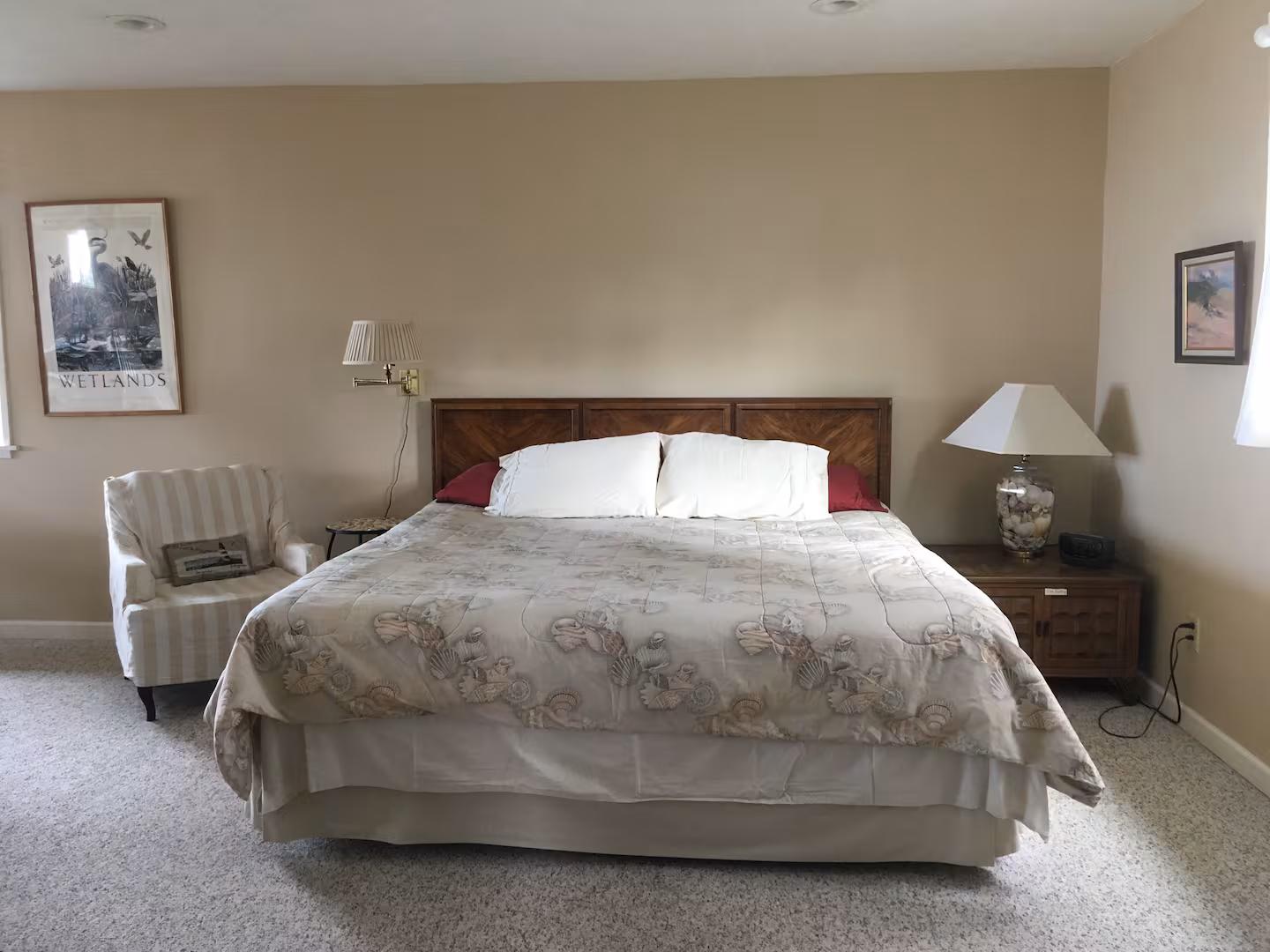 Downstairs bedroom with queen bed