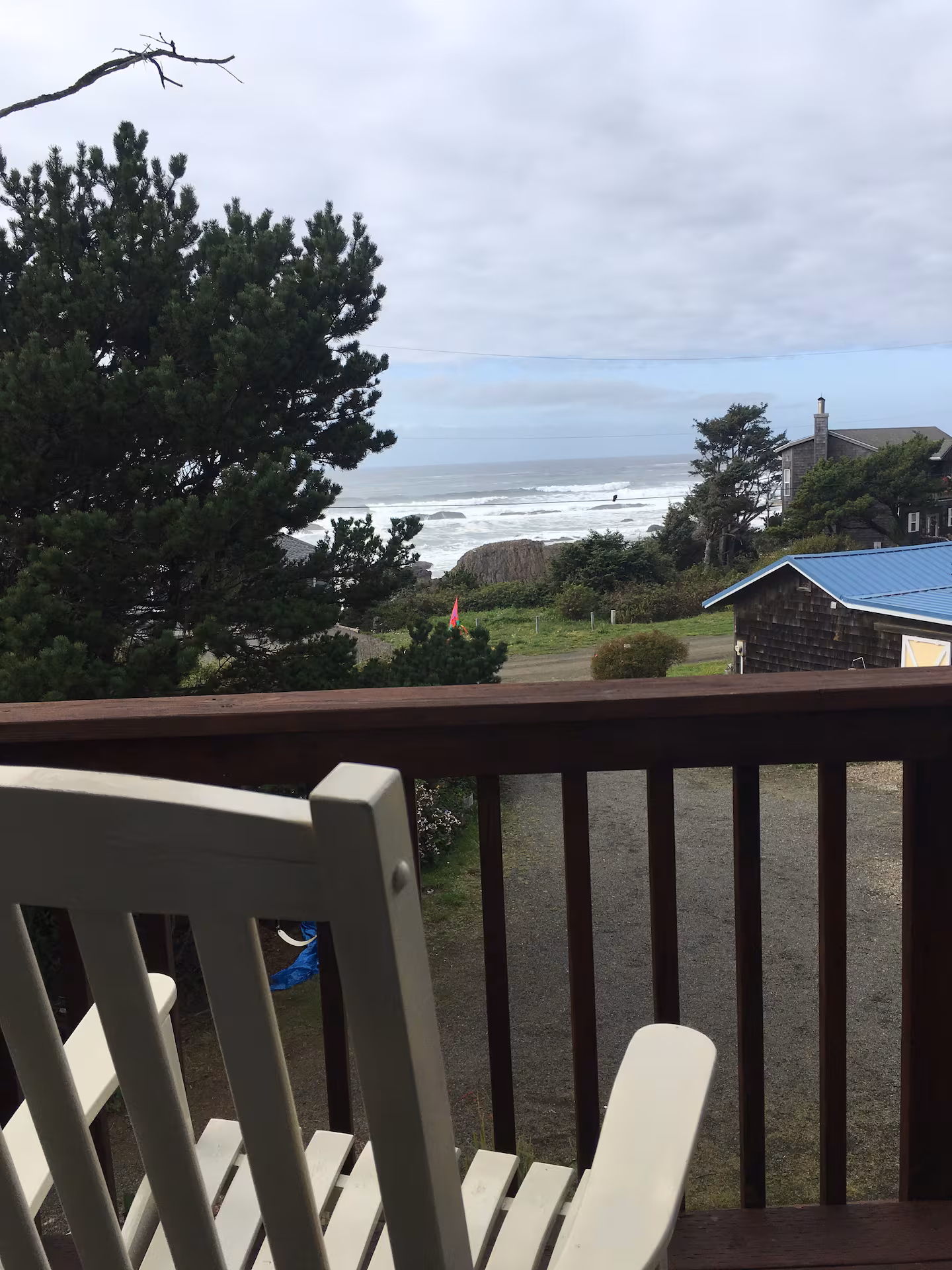 Ocean glimpse from the upstairs suite deck
